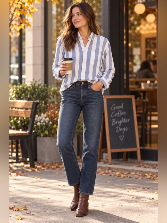 Everlane Tops - Everlane Women’s Organic Cotton Blue White Striped Shirt Size M